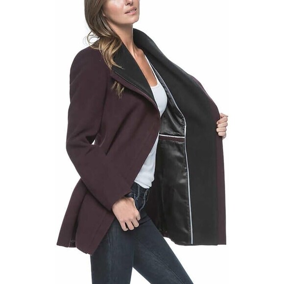 Andrew Marc Women's Asymmetrical Zip Wing Collar Long Coat XL - Picture 5 of 5